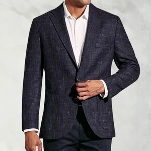 NEW Indochino Yaletown wool Linen Blue 2-button blazer Suit Jacket 42R